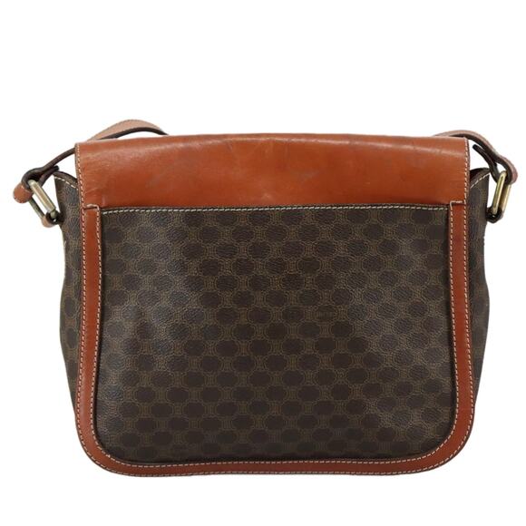 CELINE Macadam Canvas Shoulder Bag Pvc Leather Brown Gold - Picture 3 of 13